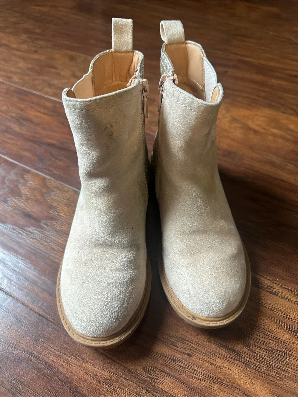Sparkle Chelsea Ankle Boots in Light Beige
